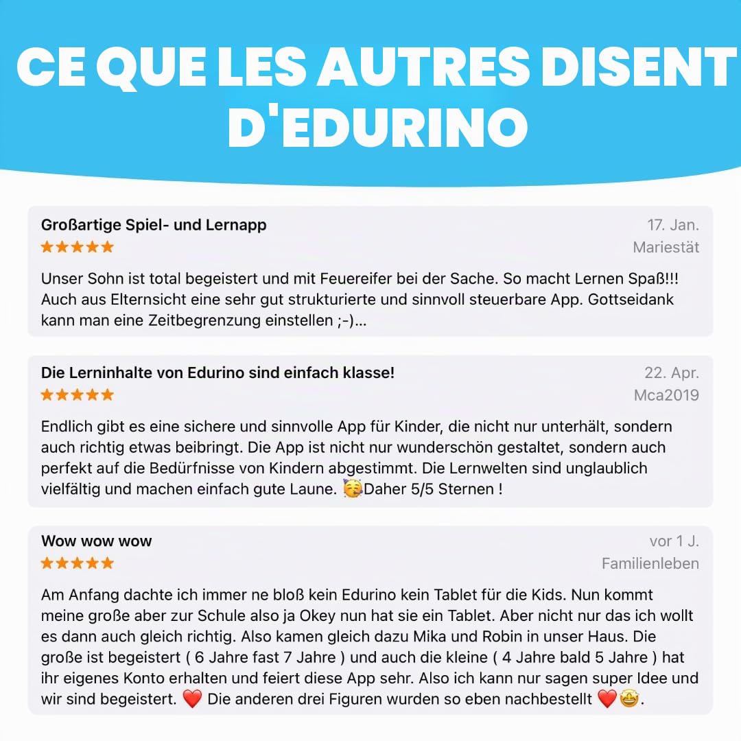Edurino Mika Kit de démarrage pour première lecture et écriture (niveau 1) à partir de 4 ans avec stylet | Jeu éducatif innovant et numérique | Apprentissage ludique des lettres, des syllabes et des