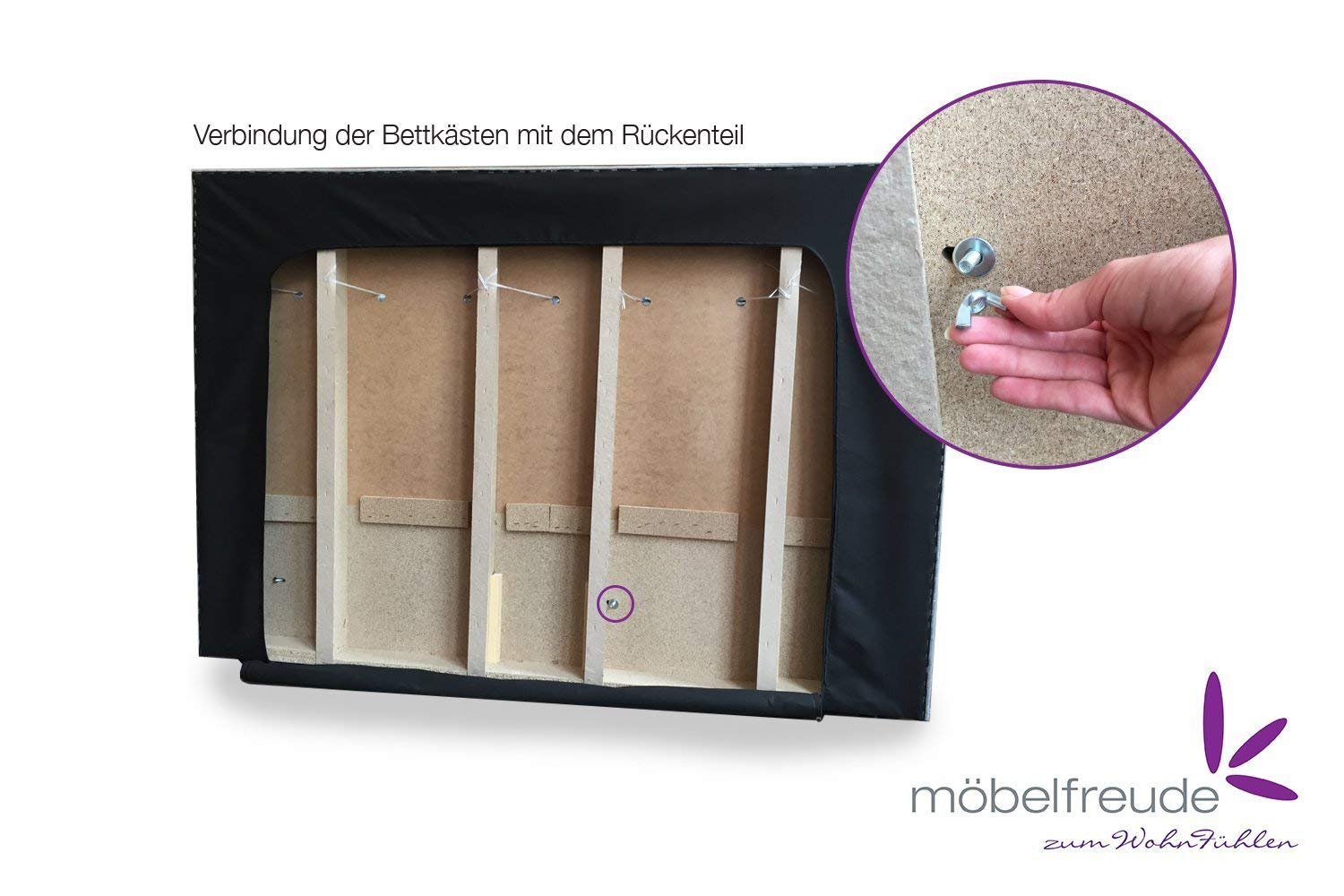 Doluna Valina Boxspringbett 180x200 cm H2/H3 in Anthrazit niedriges Kopfteil 90 cm Ideal für Dachschrägen inkl. Visco Topper + 7 Zonen Taschenfederkern-Matratze