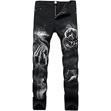 Men's Casual Printed Jeans Skinny Denim Pants