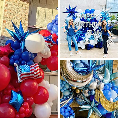 Image of PartyWoo Royal Blue Star Spike Balloons 6pcs Explosion Foil Mylar Balloons