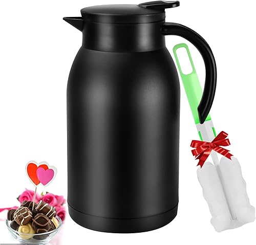 Stainless Steel Thermal Coffee Carafe Dispenser, Unbreakable Double Wall Vacuum Thermos Flask Large Capacity 40oz 1.2L Water Tea Pot Beverage
