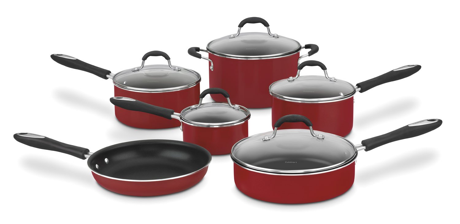 Cuisinart Advantage Nonstick 11-Piece Cookware Set, Red