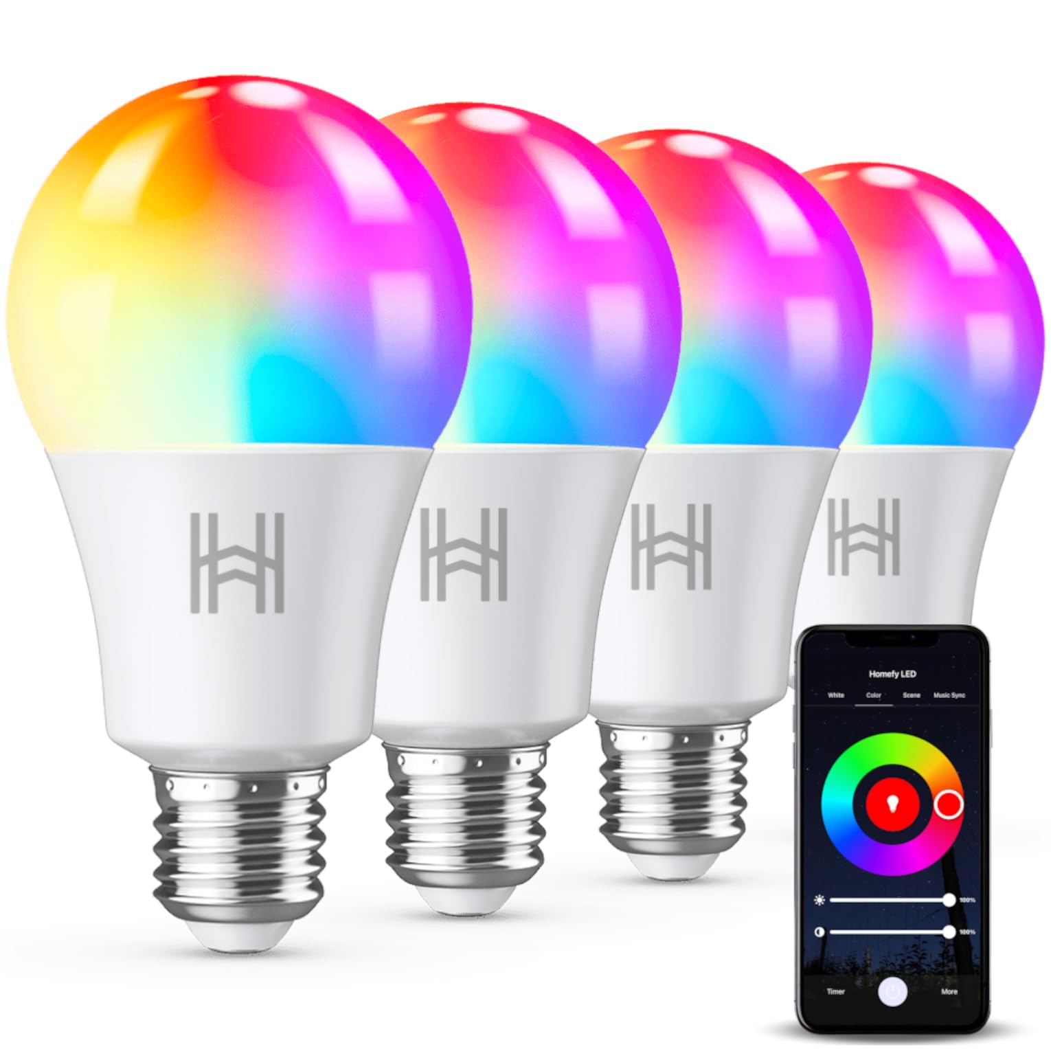 Essentials - foco inteligente, cambio de color, 800 lm, A19, WiFi Alexa y Google Assistant compatible