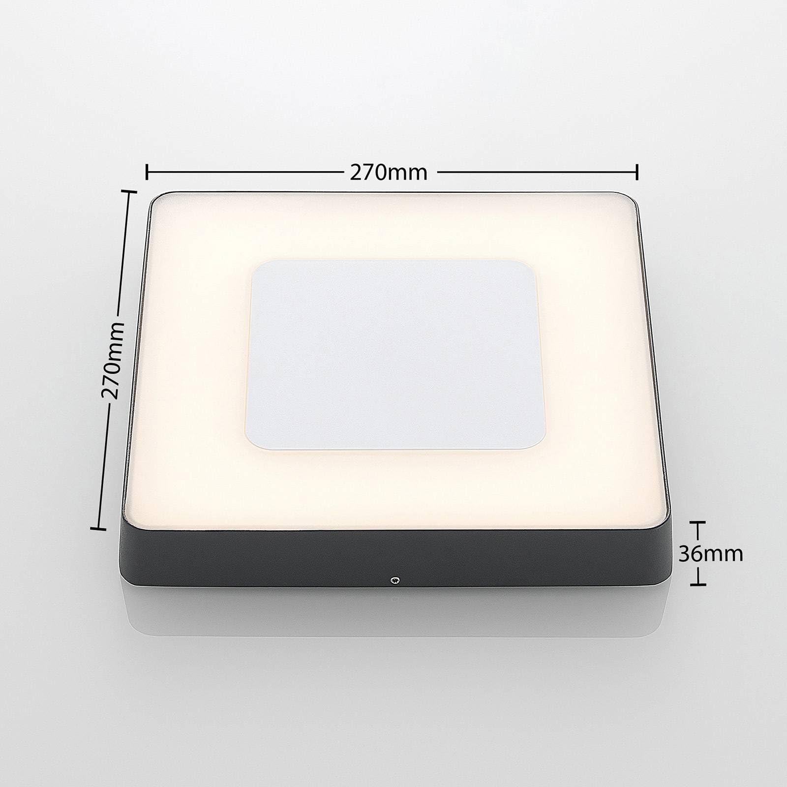 Lucande LED Lámparas de techo Sora (Moderno) en Negro hecho Aluminio (1 llama, lámpara exterior para el jardín, la terraza balcón y vivienda
