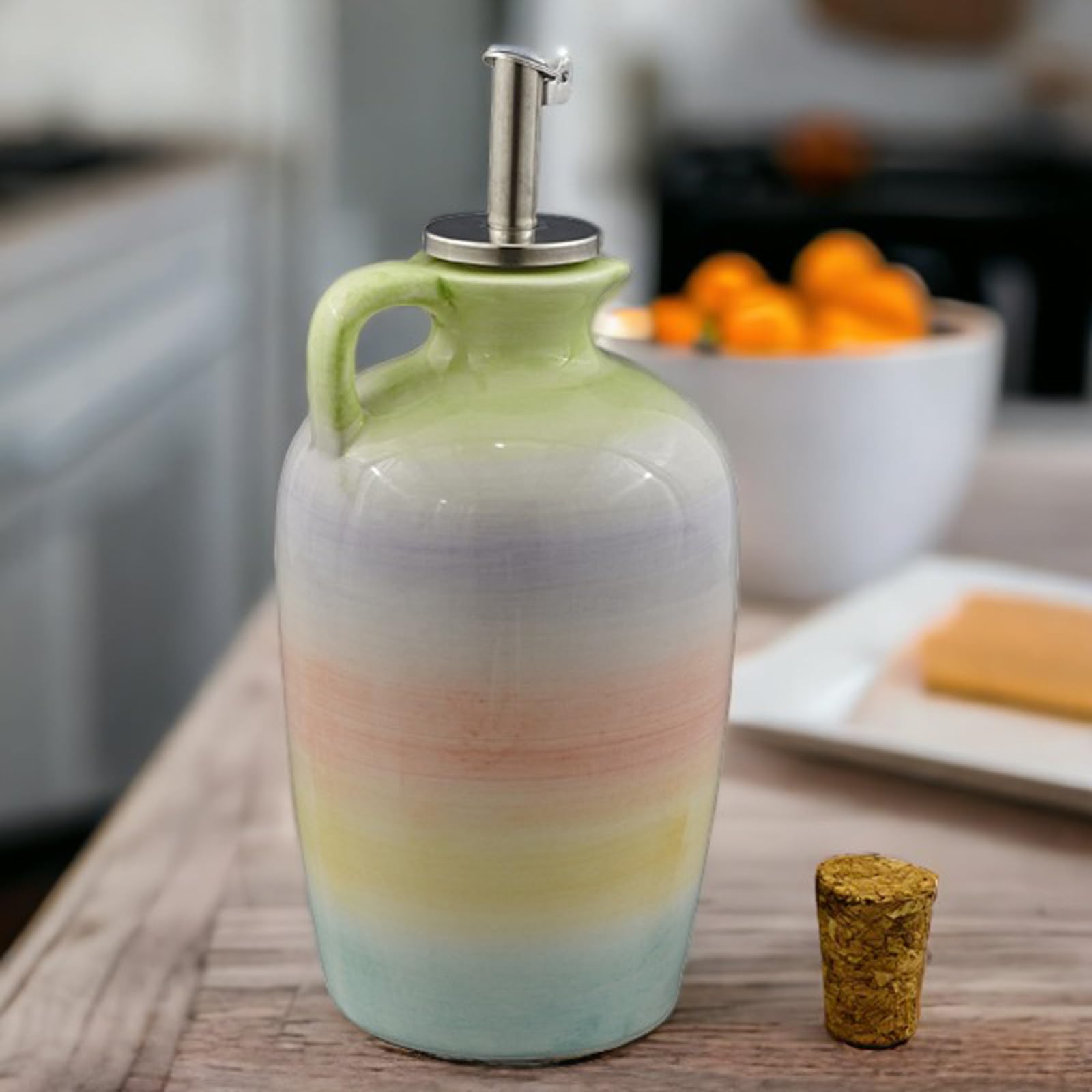 Doni Bomboniere Comunione 4PZ Bottiglia Oliera con Colori Pastello Oliere Orci Anfore Utili Cresima Matrimonio Nozze Anniversario Cucina Idee Regalo Complete Originali Economiche