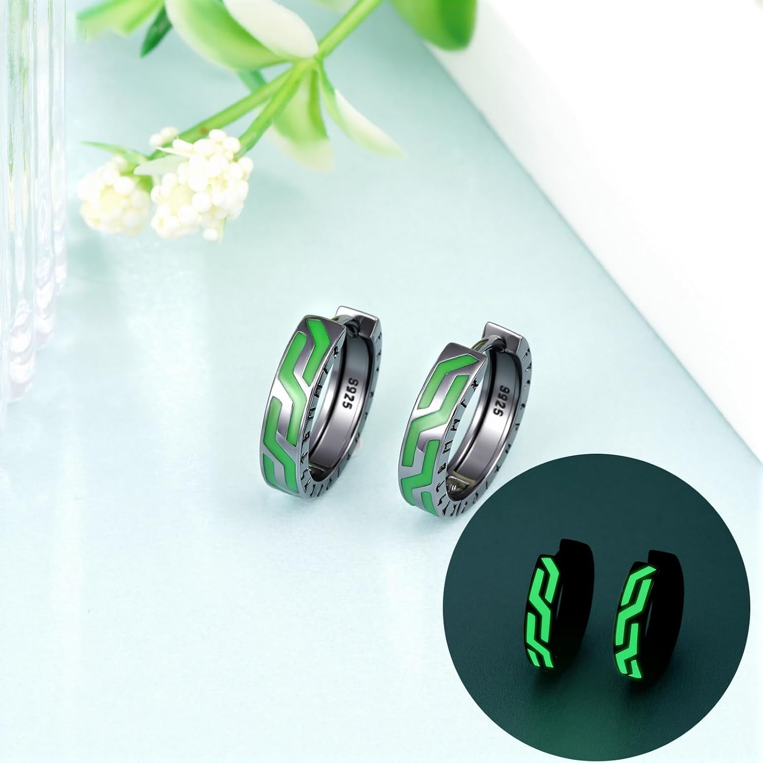Mens Hoop Earrings 925 Sterling Silver Hoop Earrings Men Viking Jewelry Gifts for Men Women