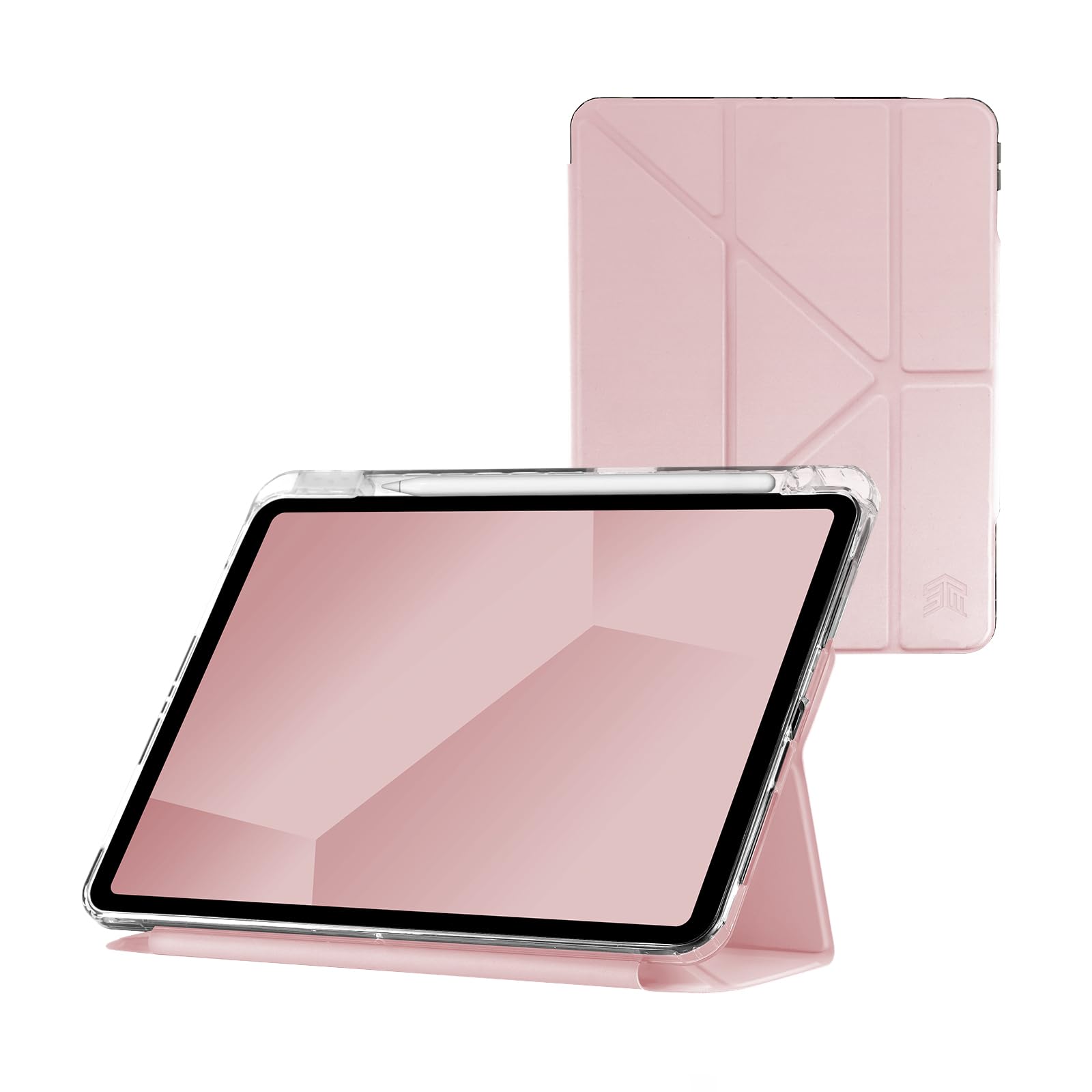 STM Opp Case for Apple iPad Air 11" M2 (iPadPro 11 Gen 4-1 / iPadAir 10.9 Gen 5/4| Slim Light Protective Cover, Anti-Scratch Transparent Back, w/Apple Pencil Storage, Auto Sleep/Wake - Pink