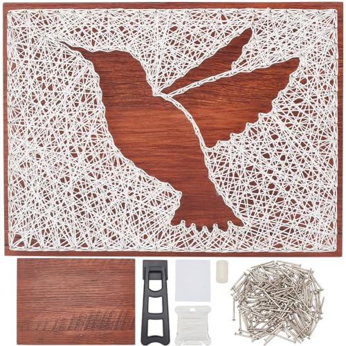 Image of WEBEEDY DIY Hummingbird String Art Kit for Beginner Silhouette String Art Pattern DIY Wood Sign Craft Kit for Adults Arts and Craft Set All Supplies Included for Handmade Christmas Home Decor Gift