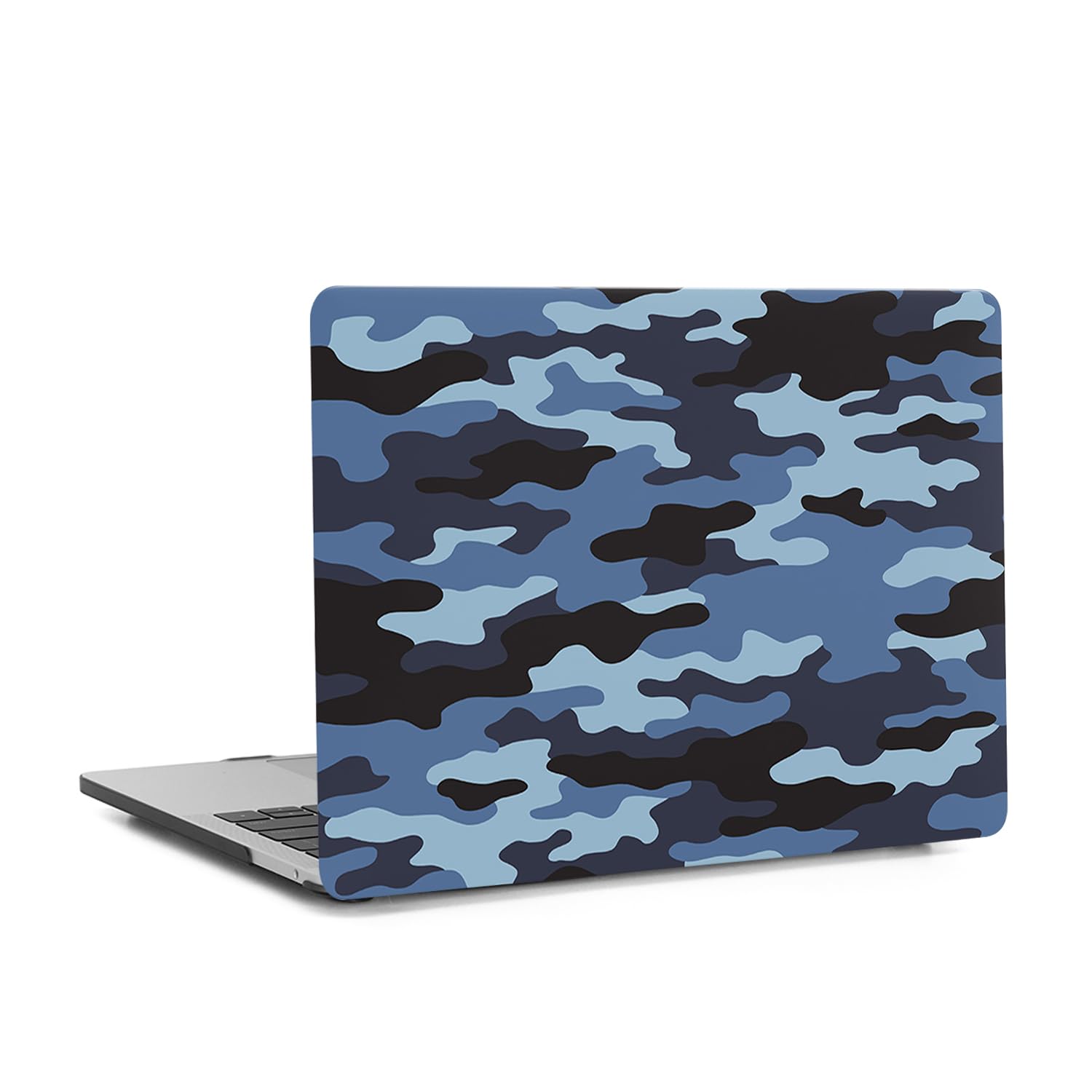 Cover Rigida Compatibile con MacBook Pro 14 Pollici 2023-2021 Modello M3 A2992 A2918 M2 A2779 M1 A2442 con Touch ID, Plastica Custodia Protettiva Case & Copritastiera, Mimetica Blu