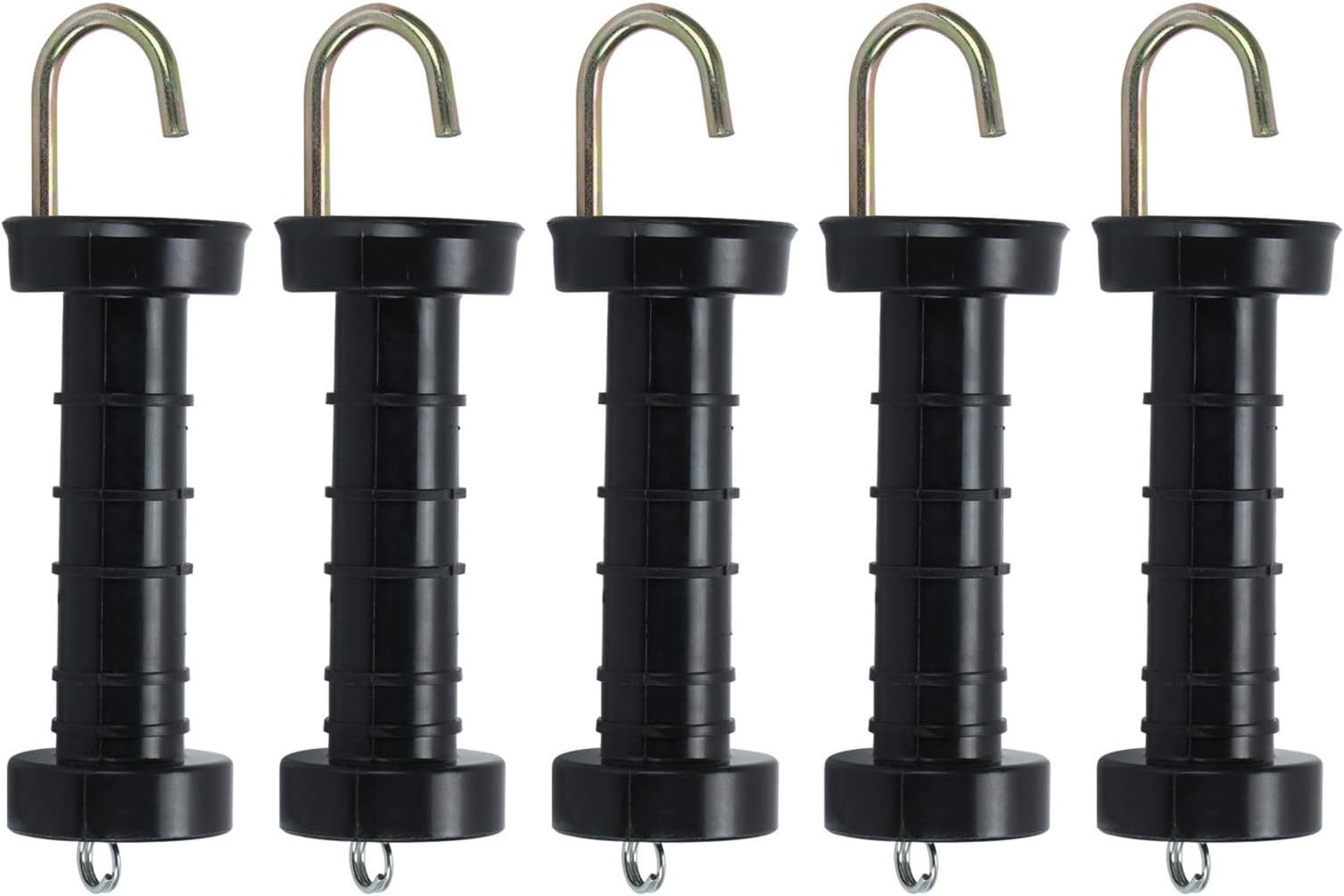 Trintion 5PCS Electric Fence Handles Insulated Spring Tension Gate Handle for Fencing Black