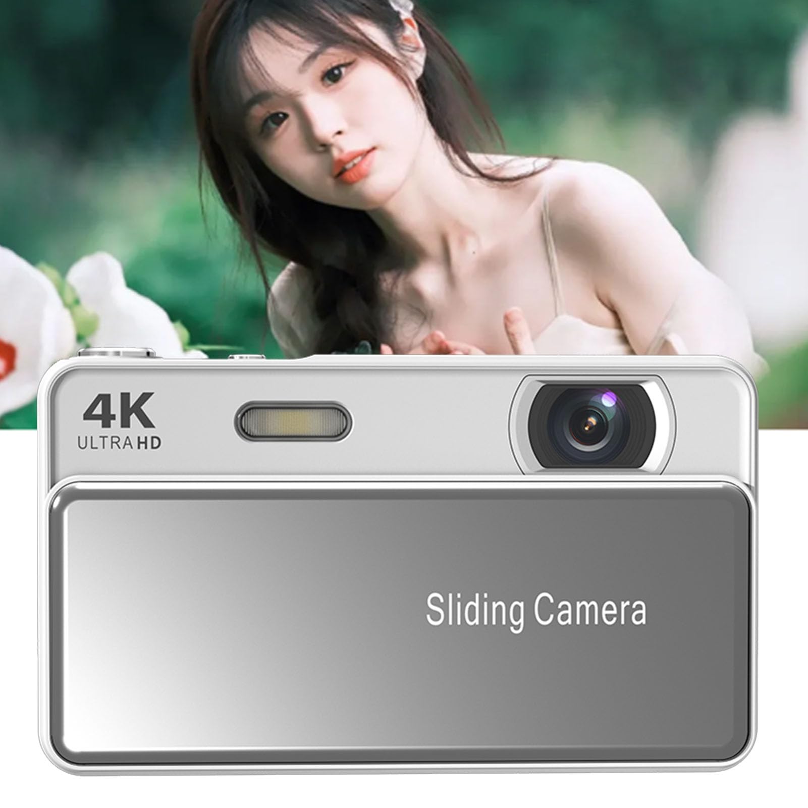 Videocamera Digitale 64MP, Autofocus, Registrazione 4K, per Riprese Sportive e Vlogging (Silver) | Videocamera Digitale HD con Zoom Digitale 16X e Sensore CCD, Schermo da 2,8 Pollici, Ideale per Adolescenti e Adulti