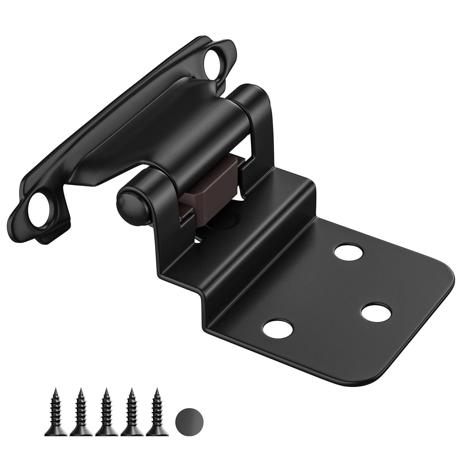 HOSOM 20 Pack 3/8" Inset Cabinet Hinges Black, Cabinet Door Hinges for Kitchen Cabinet Doors, Flush Face Mount Cupboard Hinges with Door Bumper, Self Closing Cabinet Hinges for Kitchen & Bath