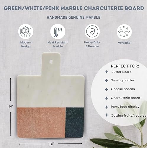 Miniatura 2 de Lexi Home Marble Collection - Tabla cuadrada para charcutería de mármol multicolor (11.5 x 9 pulgadas)