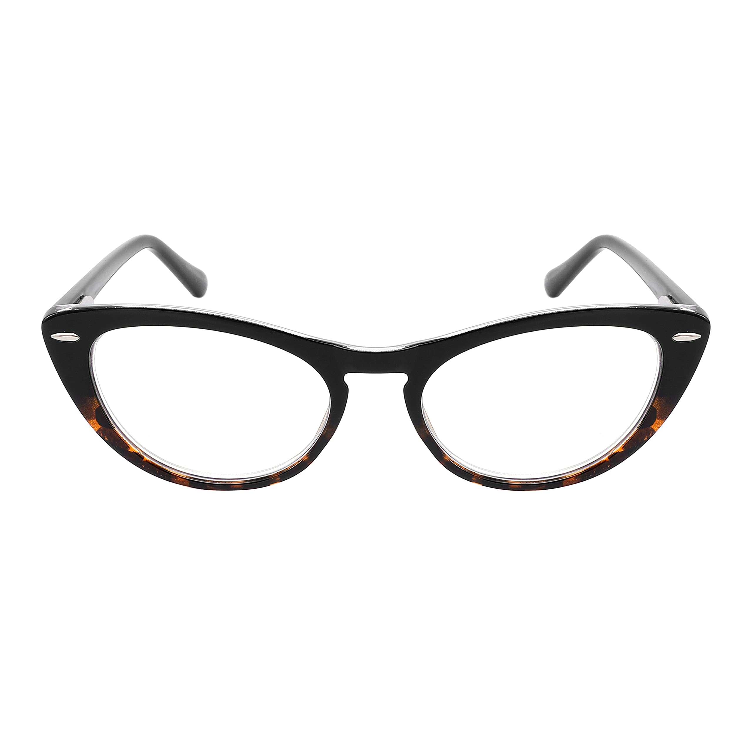 EDGEIWEAR Anti Blue Light Cat Eye Reading Glasses with Plastic Frame for Digital Eye Strain Fatigue Relief and Better Sleep (Black Tortoise Shell, 2.00)