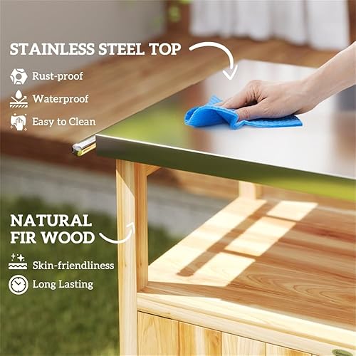 Miniatura 4 de Carrito de parrilla al aire libre, Mesas de parrilla para exterior, Mesa de horno de pizza al aire libre, Mesa al aire libre para parrilla, Soporte