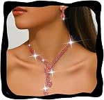 Unicra Silver Rhinestone Bridal Wedding Jewelry Set Crystal Necklace Earrings Sets Formal Prom Costume Jewelry Sets for Women and Brides