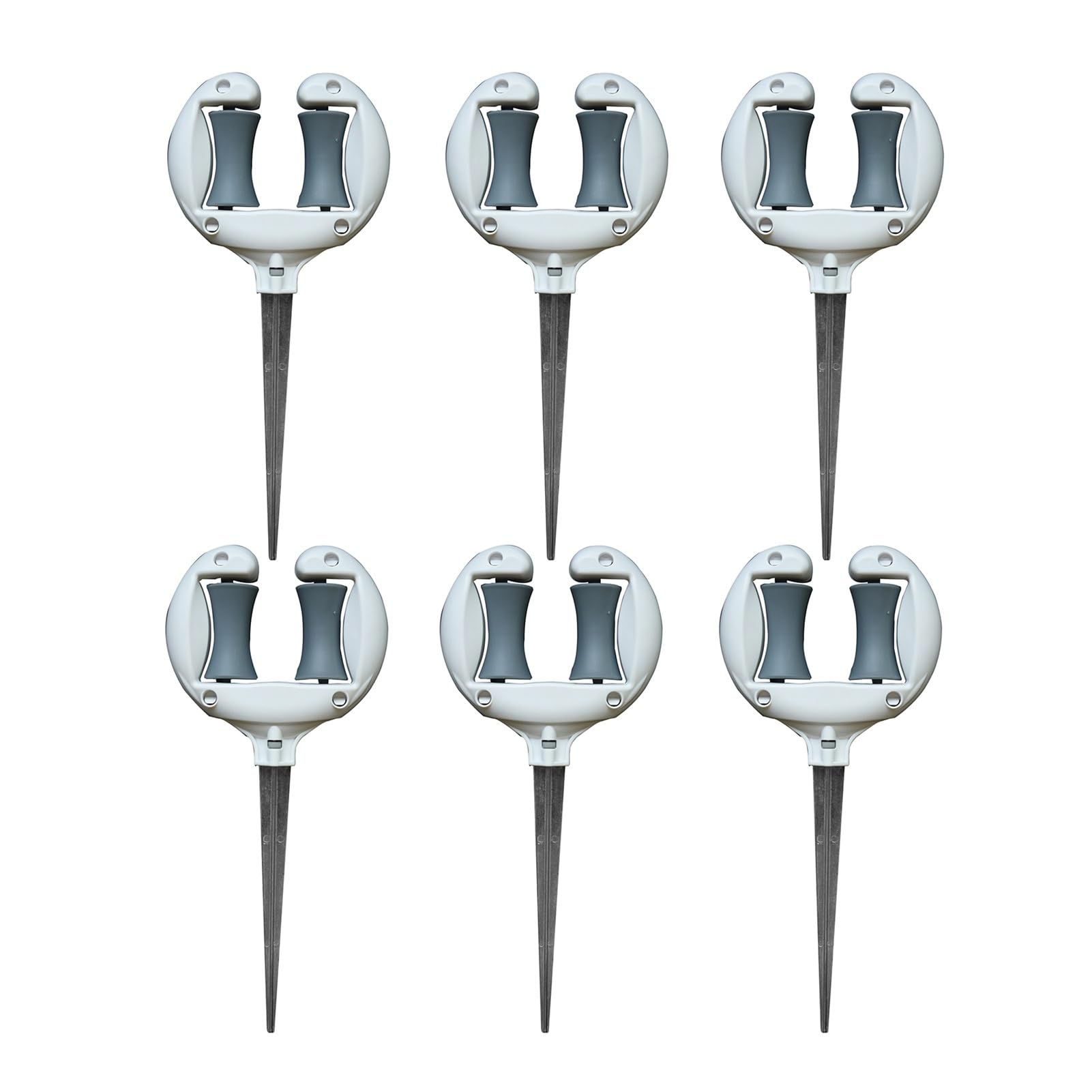 Guía de rodillos para mangueras Clavo guía de manguera jardín hierro | Rodillo de sujeción de posicionamiento de tubería de agua, cabezal puntiagudo, accesorios de riego for jardinería(White6pc)