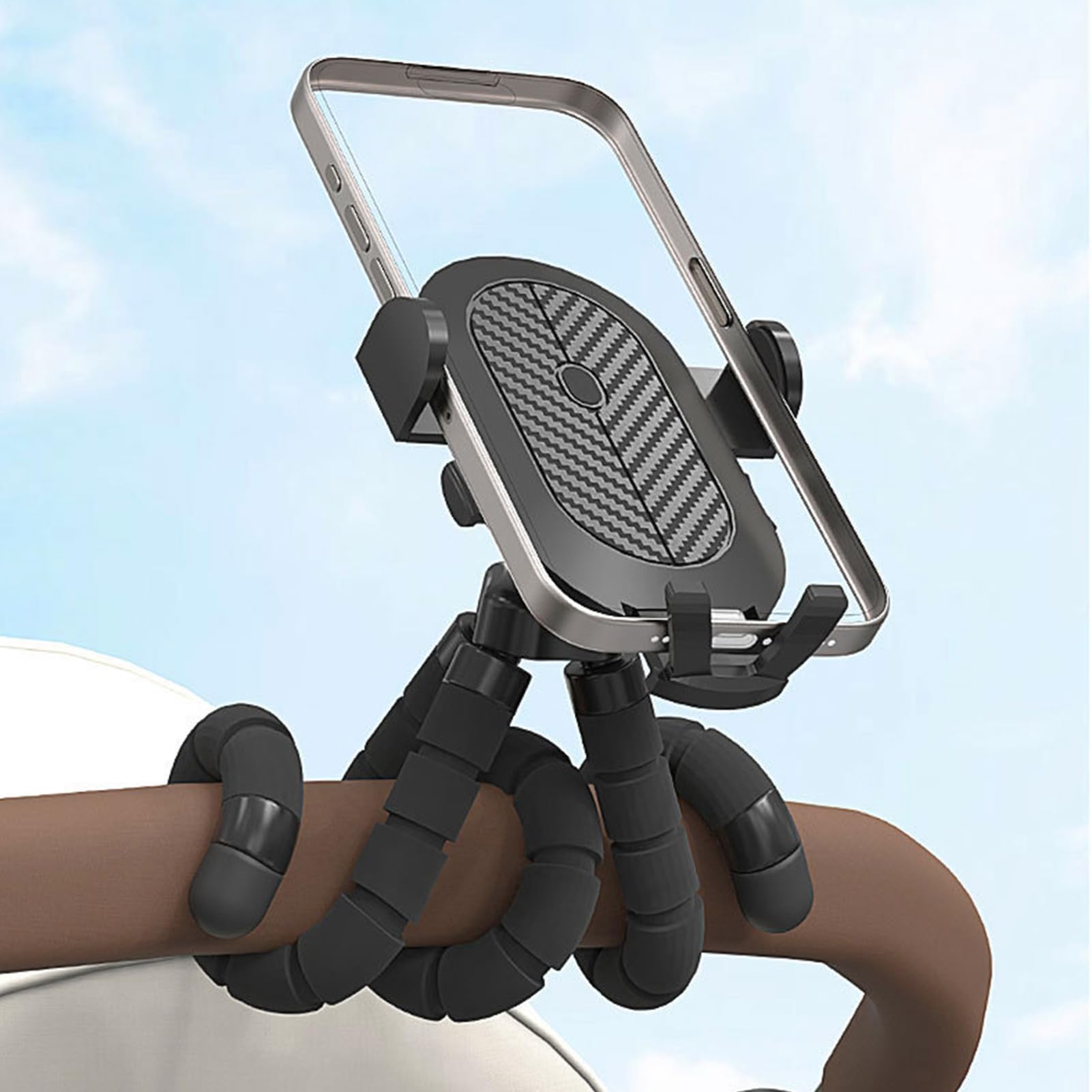 Supporto per telefono per passeggino, rotazione a 360°, supporto per cellulare, anti-vibrazione, per bicicletta, sedia a rotelle, tapis roulant, passeggino, kayak, carrello della spesa, scooter e