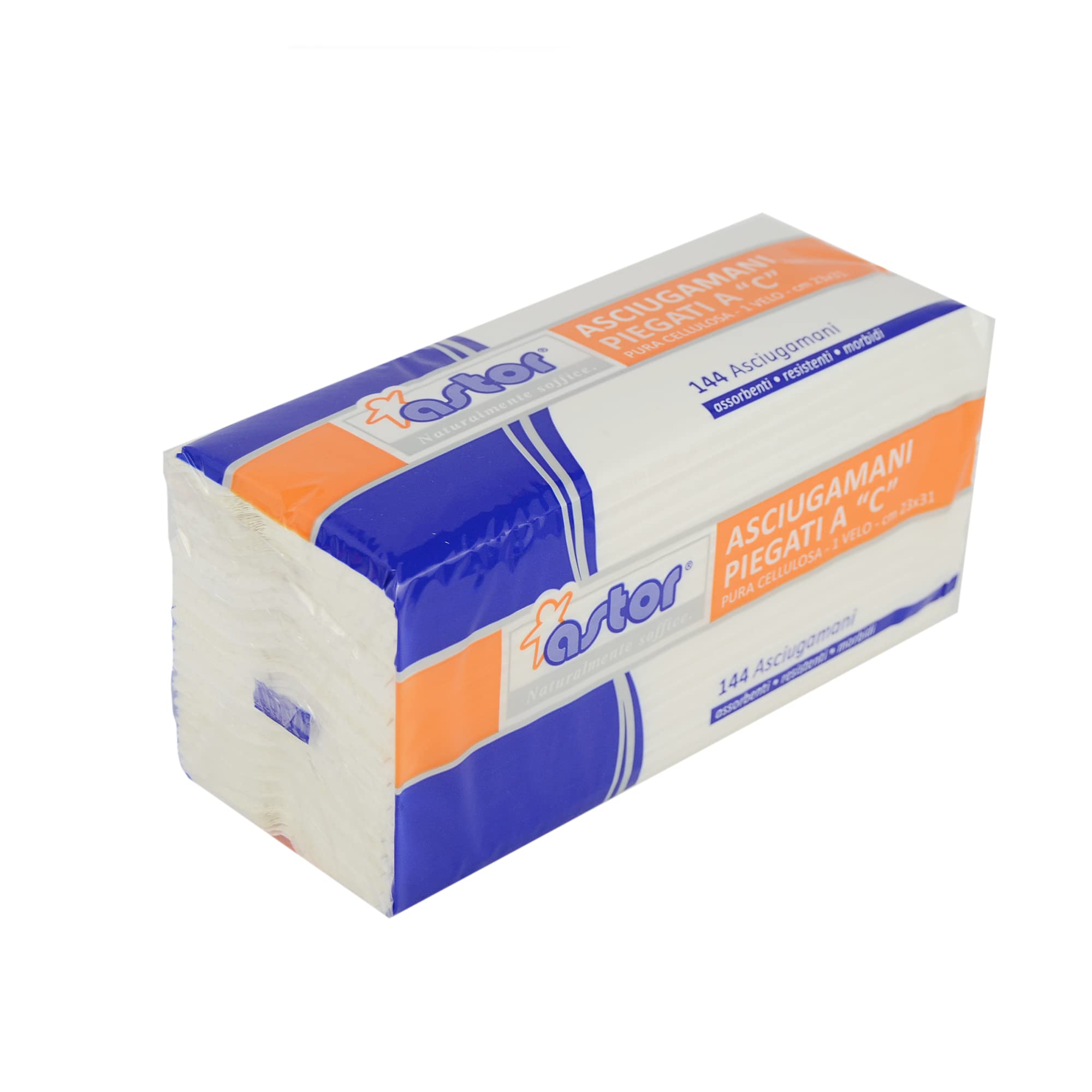 PZ 8 PACCHI DA 144 ASCIUGAMANI PURA CELLULOSA PIEGATI A "C" 1 VELO CM 23X31 PER DISPENSER AUTOGRILL, BAGNI, FAZZOLETTI