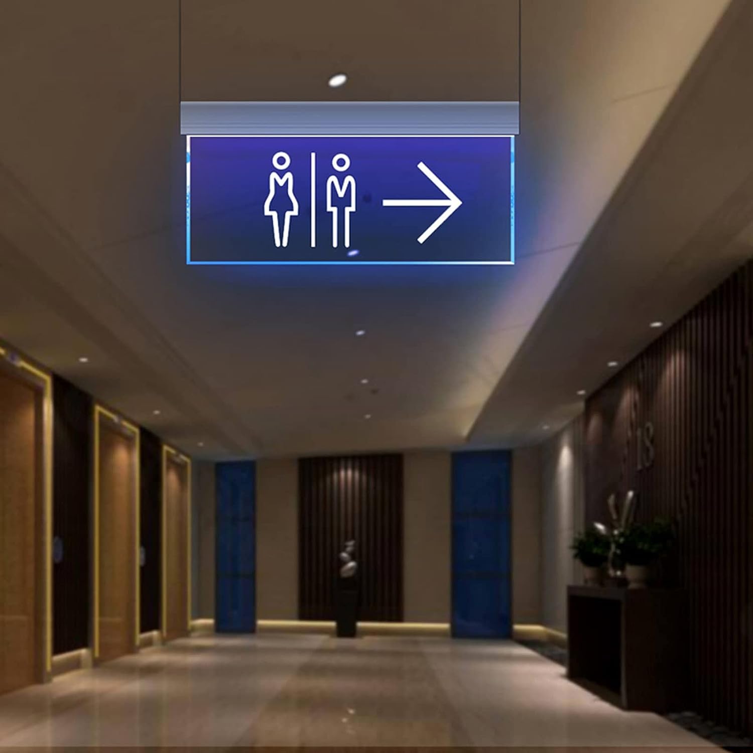 Segni bagno uomini donne, Cartelli for bagni maschili e femminili, cartello da parete for bagni, cartello luminoso a LED, cartello a LED con freccia for bagni, cartelli di conformità, cartello da pare