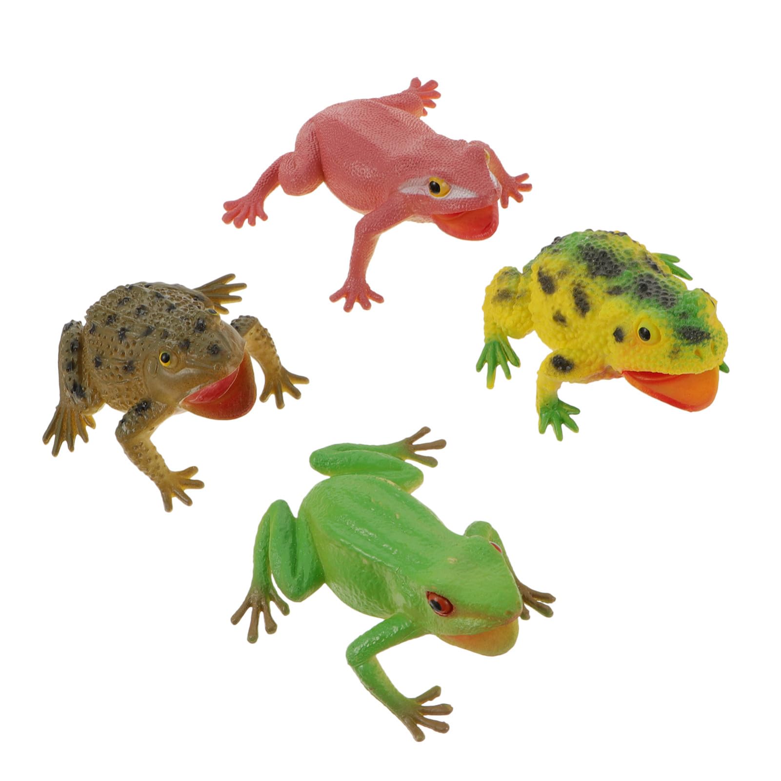 BESPORTBLE 4 Pcs Frog Toy Set, Realistic Plastic Frogs for Kids, Simulation Rubber Toad Ornaments with Sound, Artificial Pond Animal Figures, Small Aquatic Decoration for Home