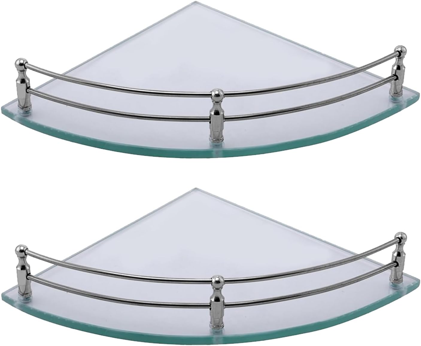 Klaxon Premium Bathroom Corner Shelf/Transparent Glass Corner Shelf for Bathroom and Living Room/Corner Glass Shelf (9x9 Inches) (Pack of 2)