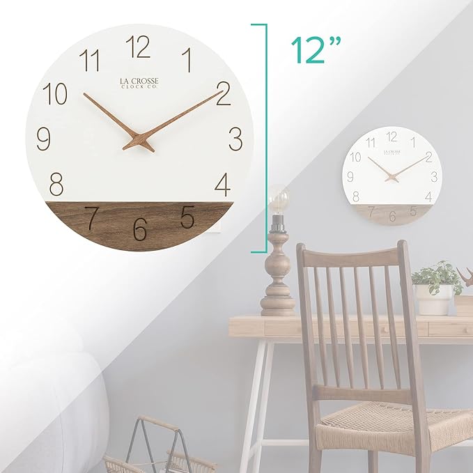 Reloj de pared analógico La Crosse 12 pulg Ivory Sierra miniatura 3