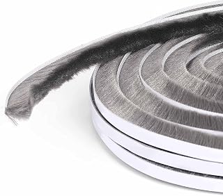 MILEQEE Weather Stripping Sealing Tape, 33Feet Door Seal Brush Strip, Window Felt Pile Weatherstrips Winter, Draft Blocker for Sliding Doors, Self Adhesive, Dust Noise Stopper Soundproofing, 10m Grey