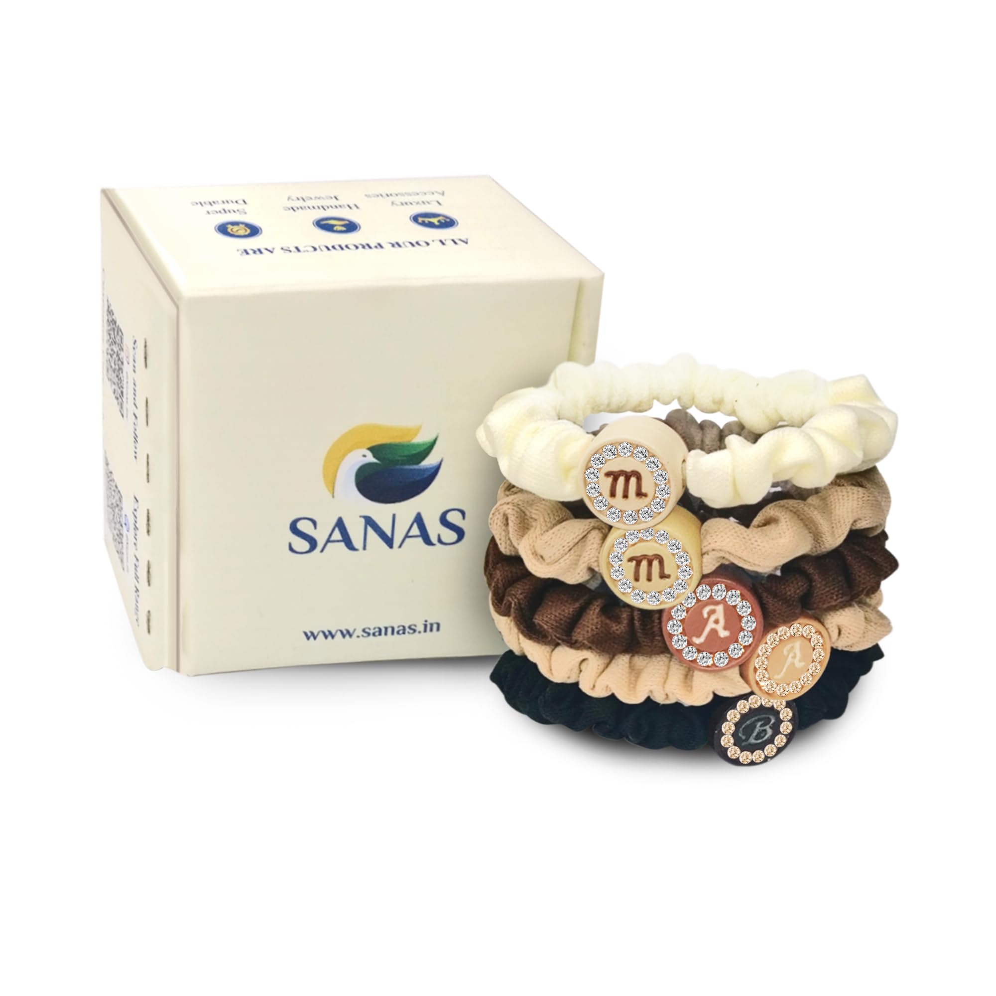 Sanas Synthetic Fabric Headbands 5Pcs Ponytail Holders Hair Ties with Acrylic Tag Stone Studded Rubber Band hair Accessories Scrunches for Women and Girls 5Pcs (Multicolour) (B0CT3PWFYD) Amazon Price History, Amazon Price Tracker
