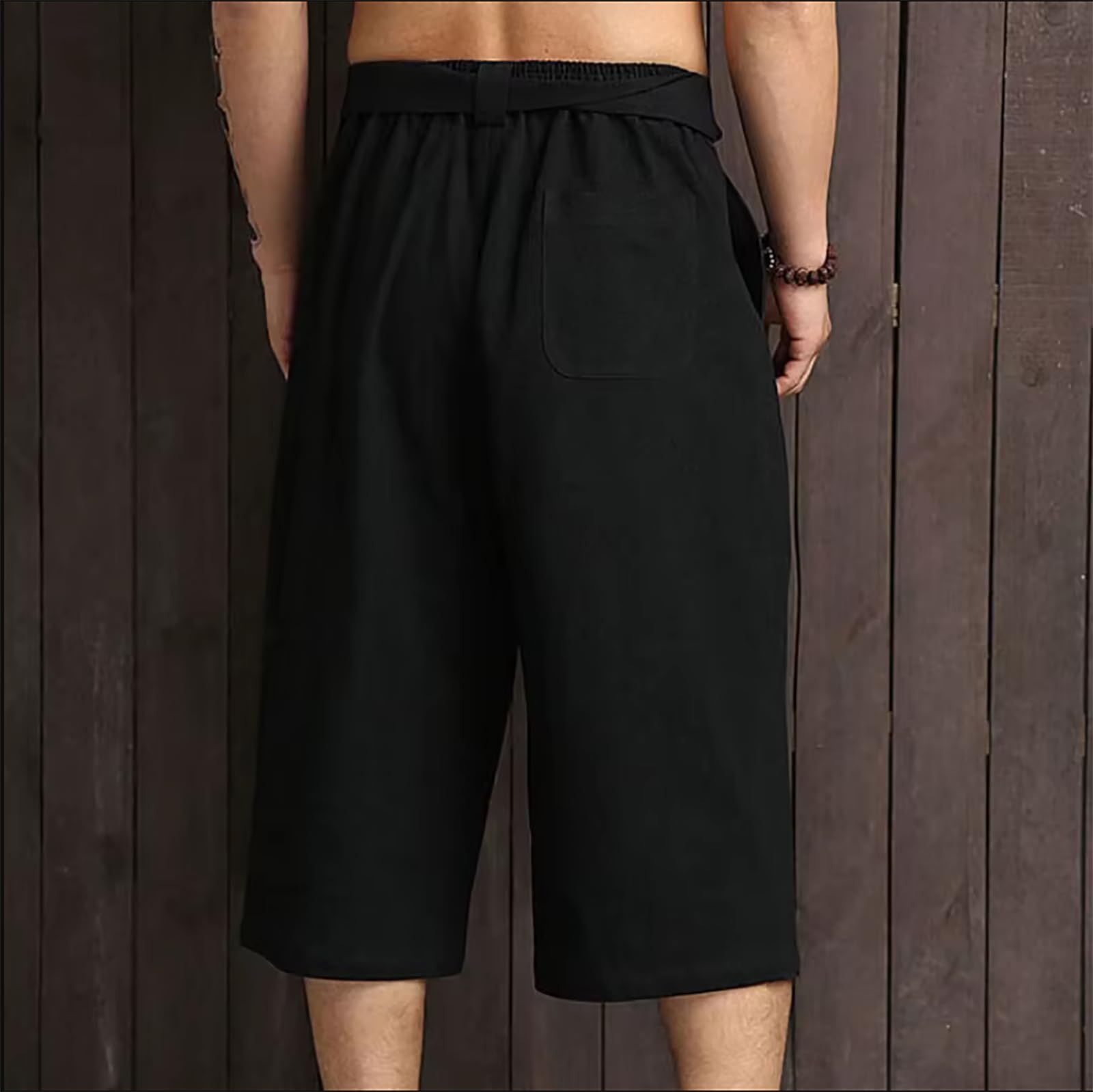 CHJJWEZX Linen Shorts Men, Japanese Kimono Traditional Pants Asian