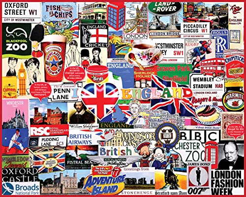 Rompecabezas White Mountain de 1000 piezas: Monumentos británicos, 'I Love England', piezas grandes, regalo para adultos y familia, 24" x 30" miniatura 2
