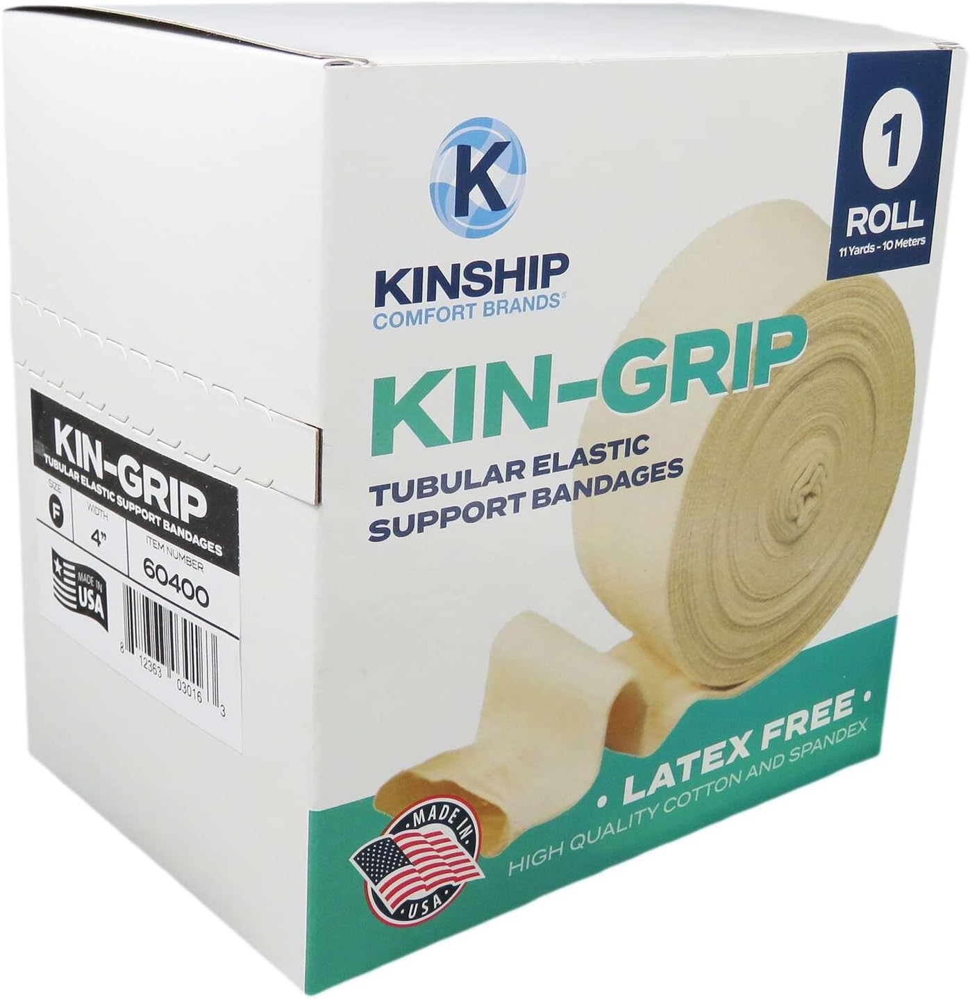 KinGrip Tubular Elastic Support Bandages by Kinship Comfort Brands | Tubular Bandage Protects Fragile Skin | Latex-Free | Wound Care | Edema & Lymphedema Support | Made in USA | Size F 4”x10 MTR : Health & Household