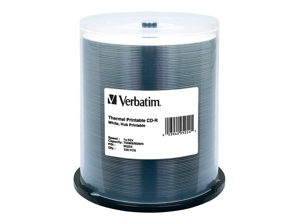 Verbatim CD-R 700MB 52X White Thermal Hub Printable Recordable Media Disc - 100pk Spindle-image-48