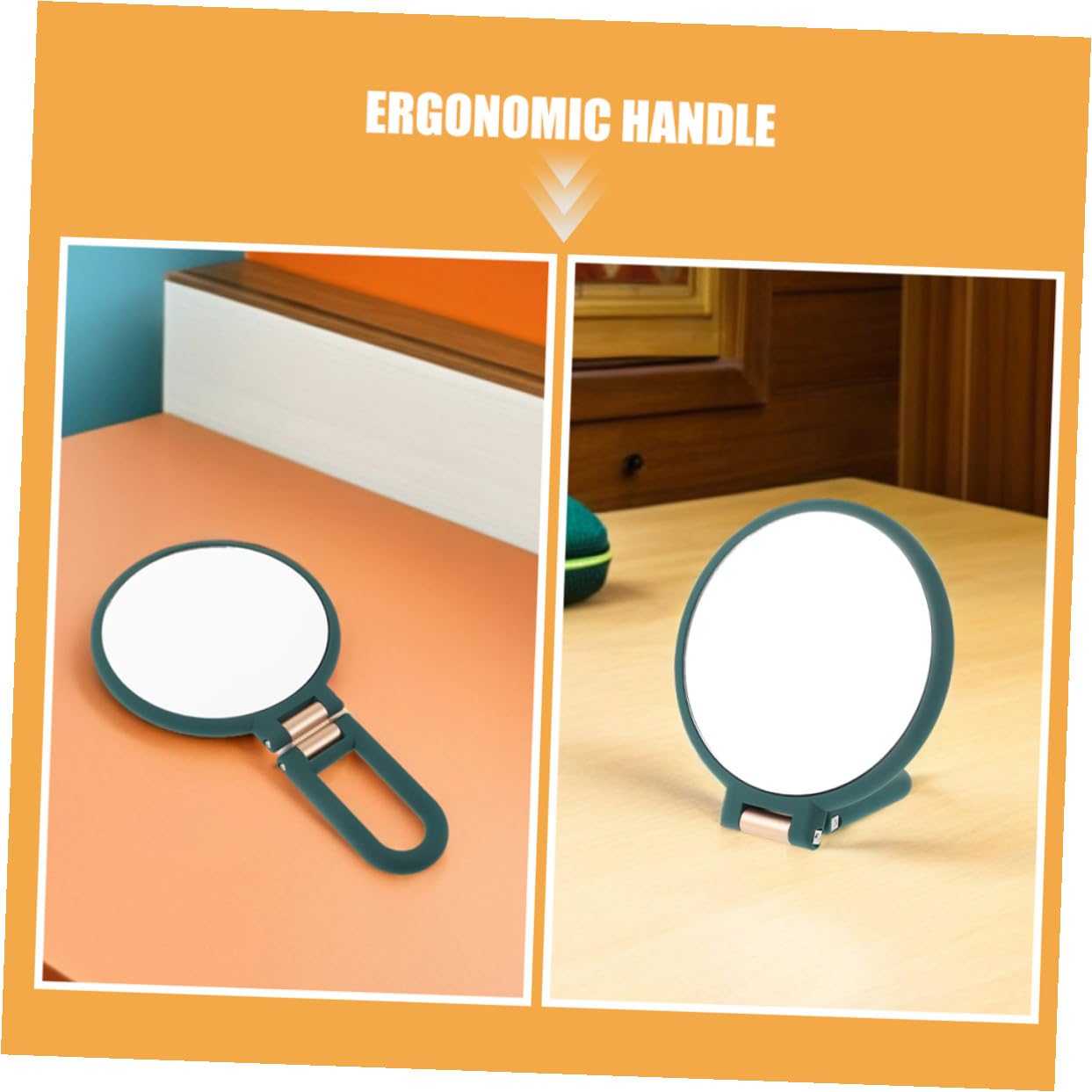 2 Stück Doppelseitiger Handkosmetikspiegel 15 Fach Vergrößerung Faltbar mit Ergonomischem Klappgriff Tragbarer Schminkspiegel für Reisen Camping und Schreibtisch