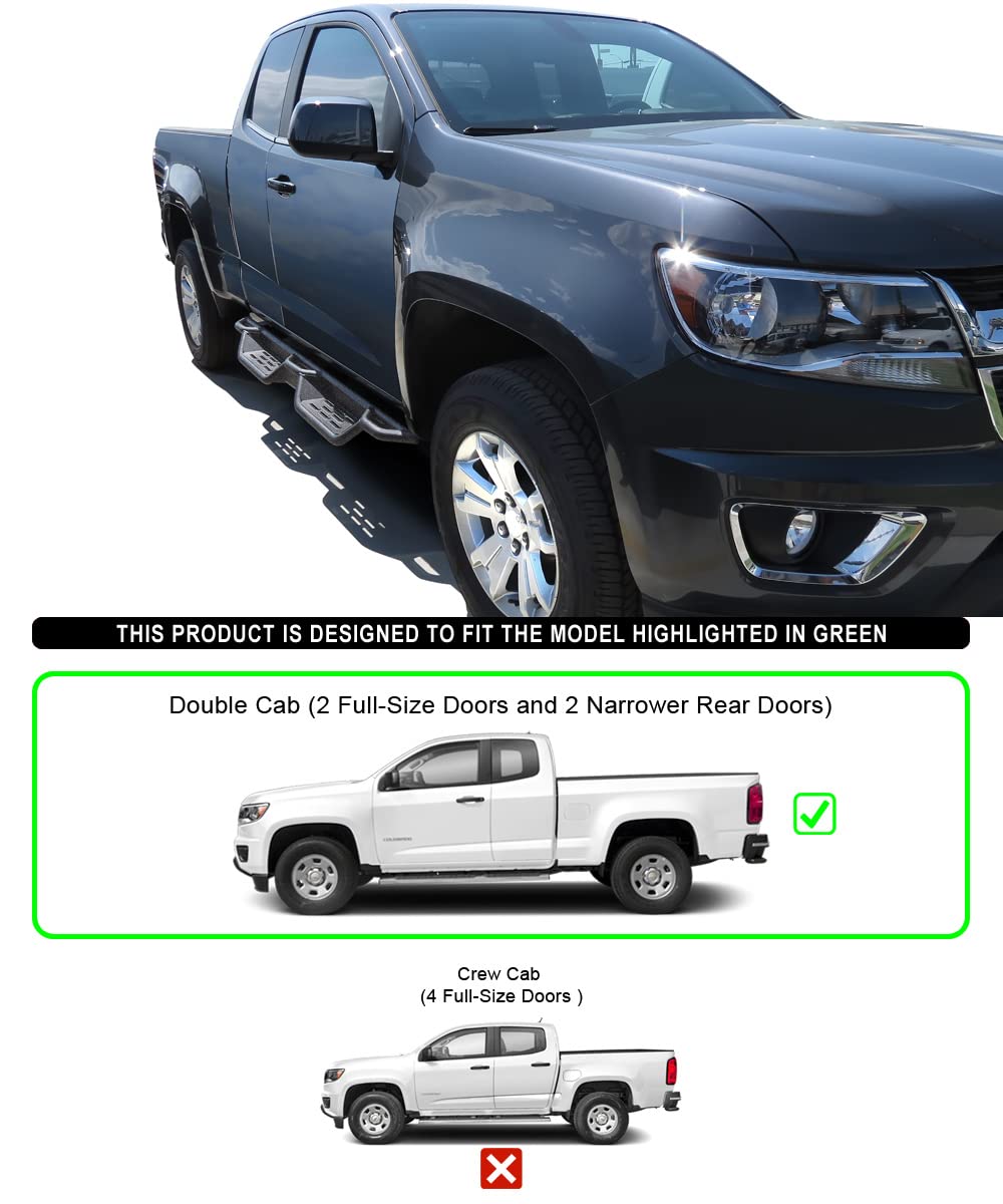 APS Black 6 Inches Tubular Drop Down Style Nerf Bars Running Boards Compatible with Chevy Colorado GMC Canyon 2015-2024 Extended Cab