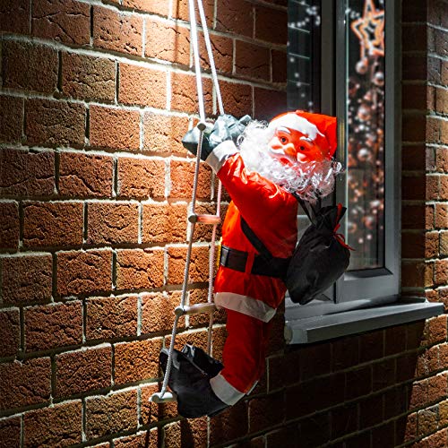 GloBrite 60cm Hanging Santa Climbing Rope Ladder - Large Outdoor Christmas Decorations for Garden & Xmas Tree Fence, Perfect for Christmas Inflatables Outdoor Decorations and Wall Decorations GloBrite 60cm Hanging Santa Climbing Rope Ladder - Large Outdoor Christmas Decorations for Garden & Xmas Tree Fence, Perfect for Christmas Inflatables Outdoor Decorations and Wall Decorations