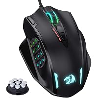 Redragon M908 Impact RGB LED MMO Gaming Mouse, 12 Side Buttons, Optical Wired Ergonomic Gamer Mouse, Up to 12,400 DPI, High P