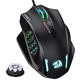 Redragon M908 Impact Ratón Gaming RGB LED MMO, Ratón Óptico Ergonomico Cableado con 12 Botones Laterales, Máximo 12,400 dpi, Alta Precisión, 18 Atajos Macro Programables, Agarre Cómodo Negro-M908