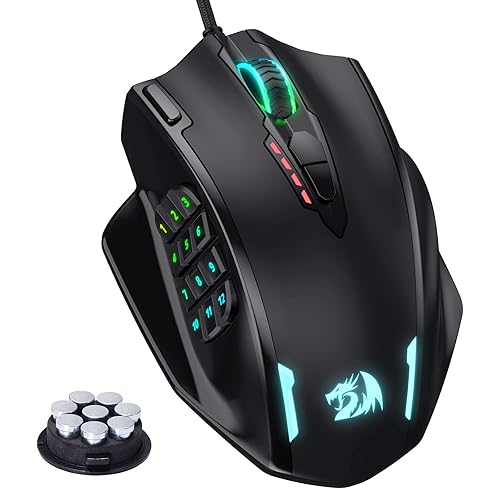 Redragon rgb led wired gaming mouse, 18 programmable mouse buttons