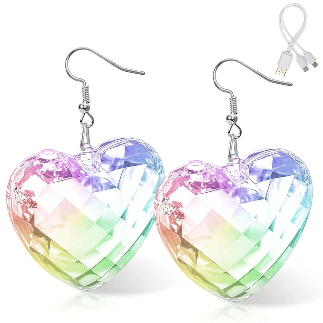 LED discobal oorbellen, discobal kostuum accessoires, led-oorbellen, lichtprojectie oorbellen, discobal sieraden, led-feestaccessoires voor carnaval, themafeest, jaren 70 80 90 outfit dames, Sferico