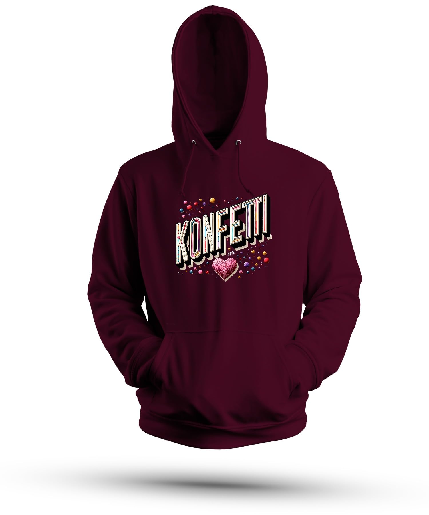 Konfetti kolorowe bombki w kształcie serca, impreza, karnawał, karnawał, Kolonia, unisex, bluza z kapturem