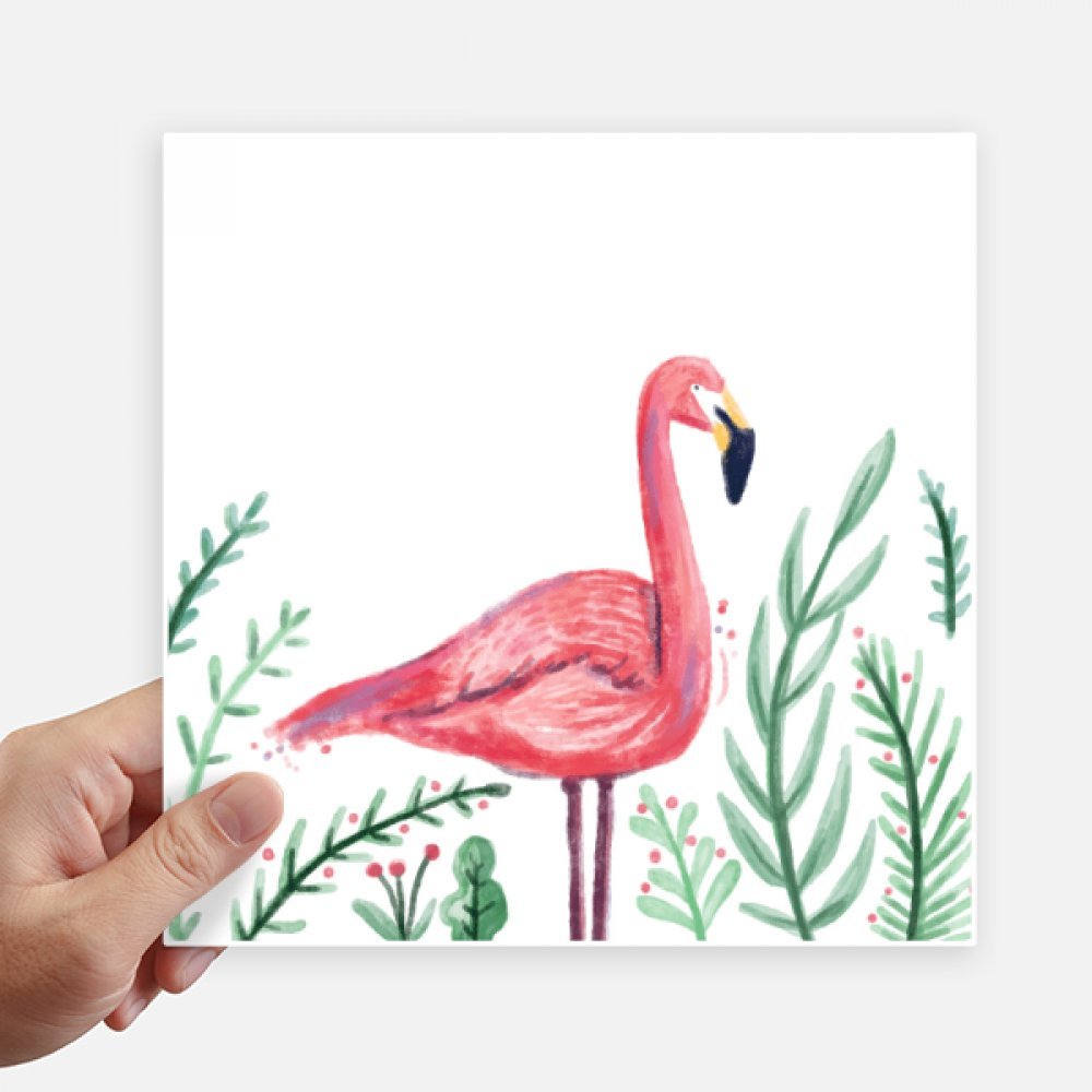 Autocollant carré plantes et flamant rose pour personnaliser vos objets du quotidien 4pcs