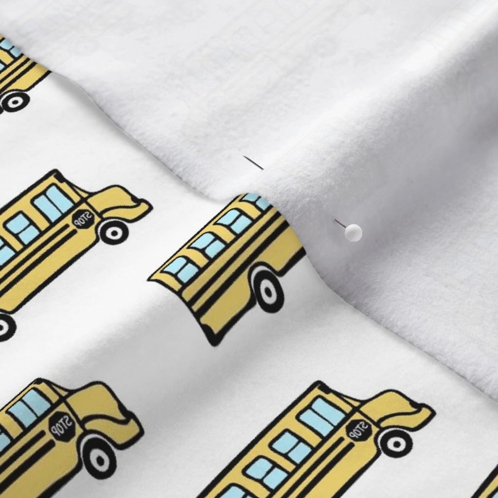 Spoonflower Fabric - School Bus Yellow Trendy Back Kid Classroom Nursery Printed on Polartec(R) Fleece Fabric by The Yard - Sewing Blankets Loungewear and No-Sew Projects