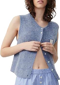 HzDazrl Women Summer Knit Sweater Vest Button Down Solid