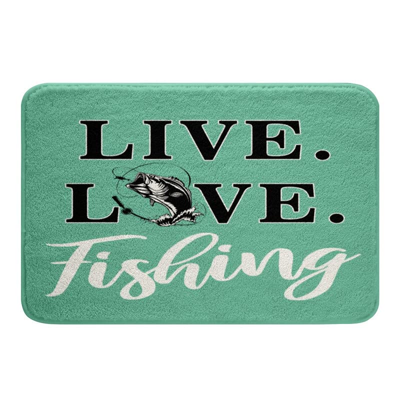Loussiesd Alfombras de baño de pesca, alfombras de baño de pescador para baño, niños, adolescentes, adultos, cabaña salvaje, lubina, peces, decoración verde, accesorios de baño, 16 x 24 pulgadas