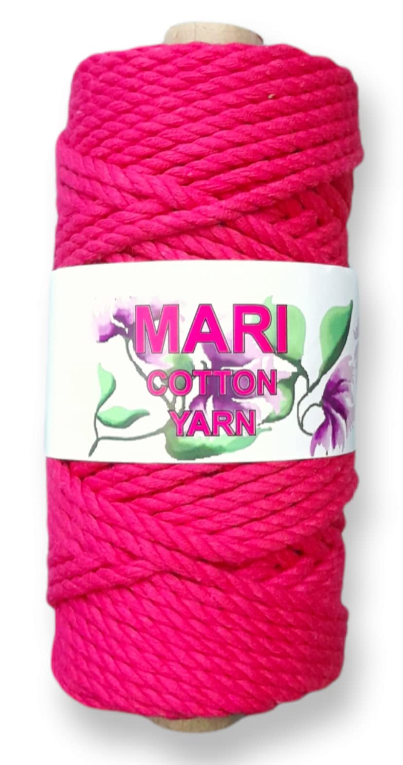 MARI - Macrame Cotton Cord - Dori Thread - Good for Macrame Projects, Wall hangings Crafts and so on. (4mm (45 Mtrs), Dark Pink)
