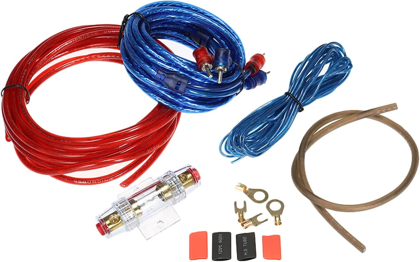 Pepisky 1200W Car Audio Subwoofer Amplifier Installation Kit AMP RCA Wiring Kit Cable Fuse Holder Wire Cable