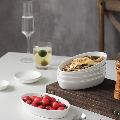 Miniatura 4 de UIBFCWN Platos para hornear gratinados, 7.5 x 4.5 pulgadas, ovalada de cerámica para una sola porción, cazuela individual apta para horno, sartenes