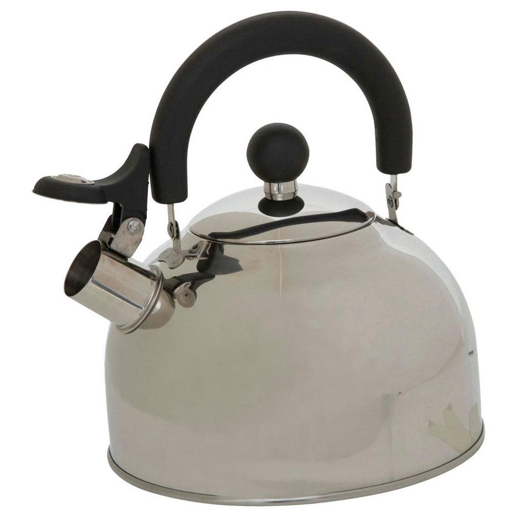 Vango 2L Whistling Stovetop Kettle with Folding Handle for Camping, Kitchen, Gas, Electric or Induction Hob Cooking Indoor or Outdoor