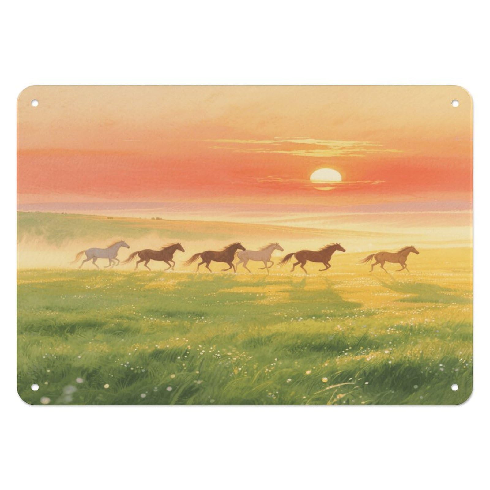 Fekiloot Style Grassland At Dawn Wall Decor Iron Painting Metal Sign